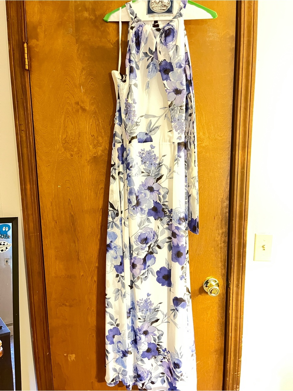 R&K White Maxi Dress with Purple Floral Print